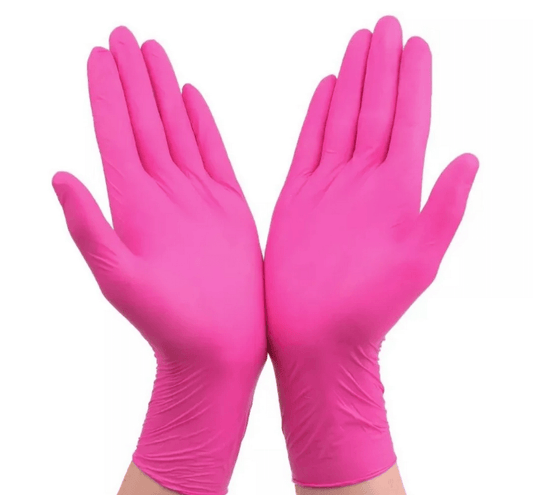 Gants de Nettoyage Roses Nitrile - 20 pièces