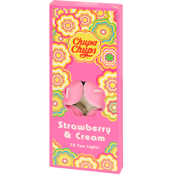 Chupa Chups Čajne lučke z vonjem 10 kosov - Strawberry & Cream