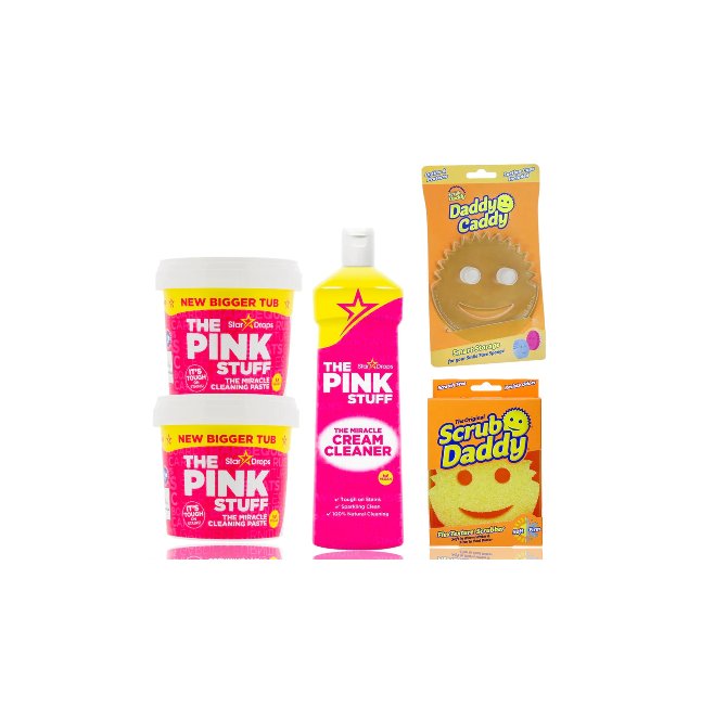 Lekker Schrobben Cadeauset - Scrub Daddy, Daddy Caddy, Pink Stuff Pâte, Nettoyant Crème