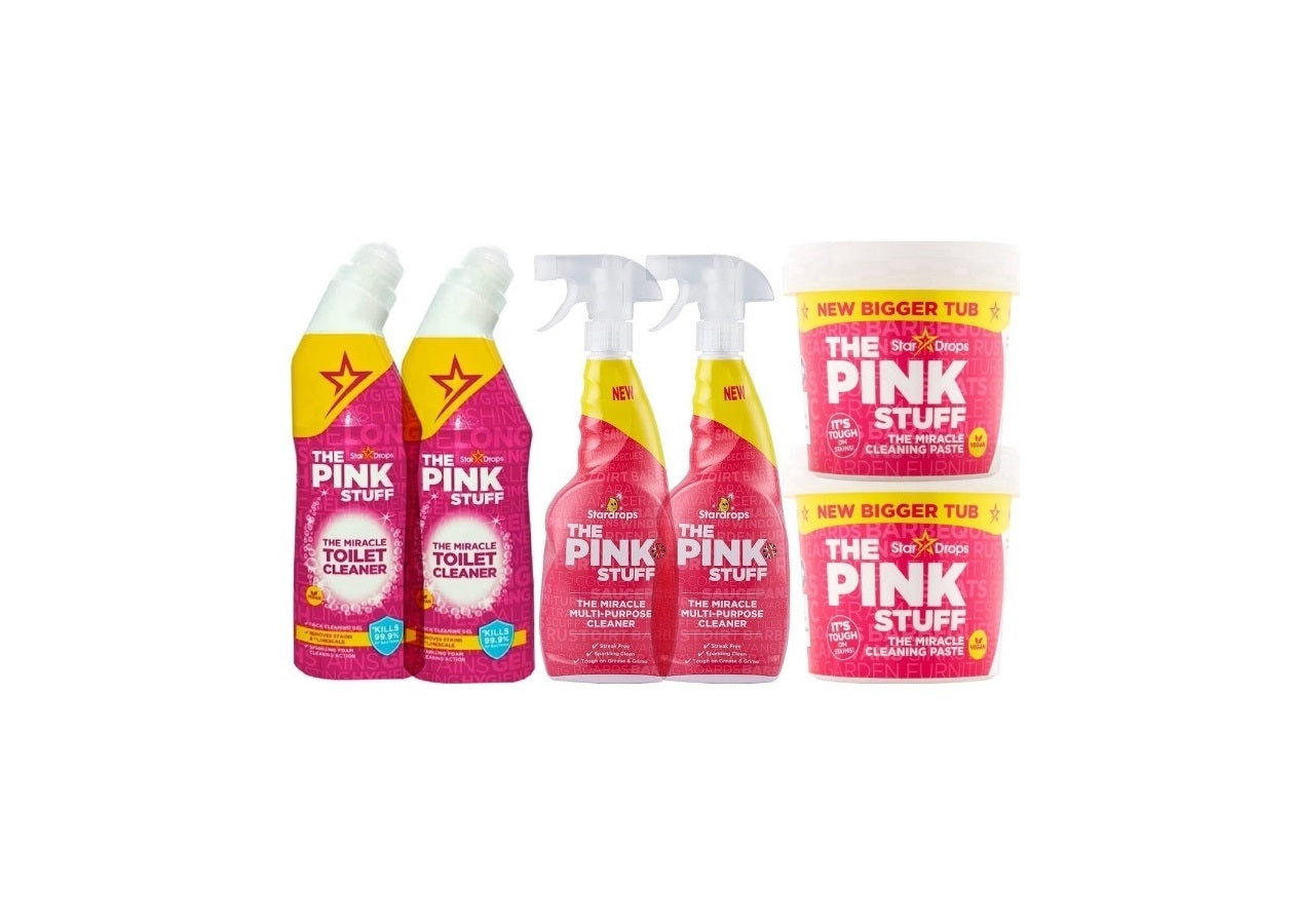 O Pink Stuff Pacote Único - 2x Spray 750 ml - 2x Limpador de Sanita 750 ml - 2x Pasta Milagrosa 850 gramas