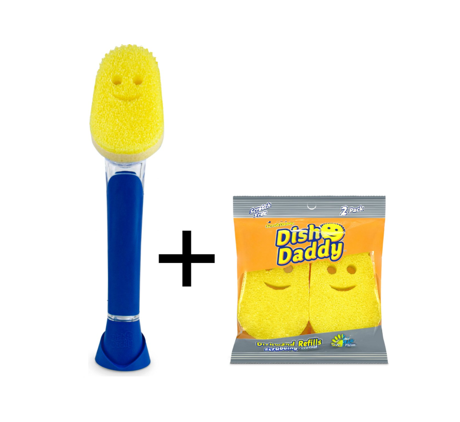 Scrub Daddy Szczotka do Naczyń - W zestawie 2 Dodatkowe Gąbki - Niebieski